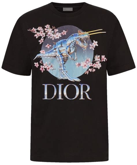 dior x sorayama all over graphic floral print|dior sorayama tyrannosaurus shirt.